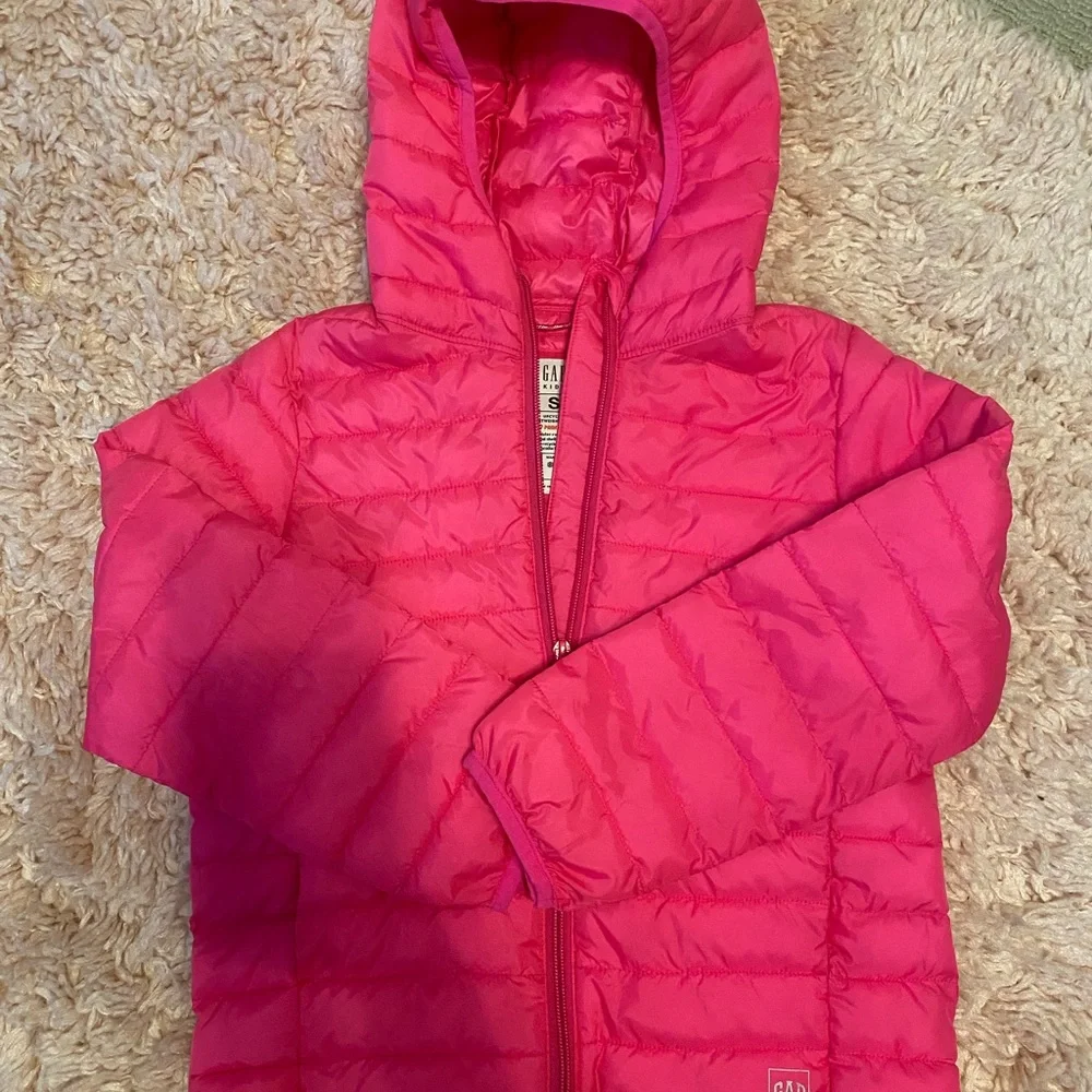 GAP Girls Bright Pink Quilted Hooded Puffer Jacket